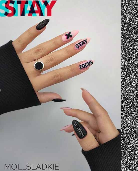 Black manicure for long nails: photo, new beautiful design