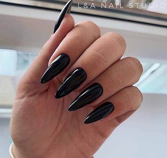 Black manicure for long nails: photo, new beautiful design