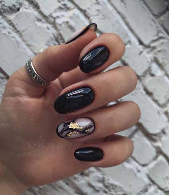 Black manicure for long nails: photo, new beautiful design