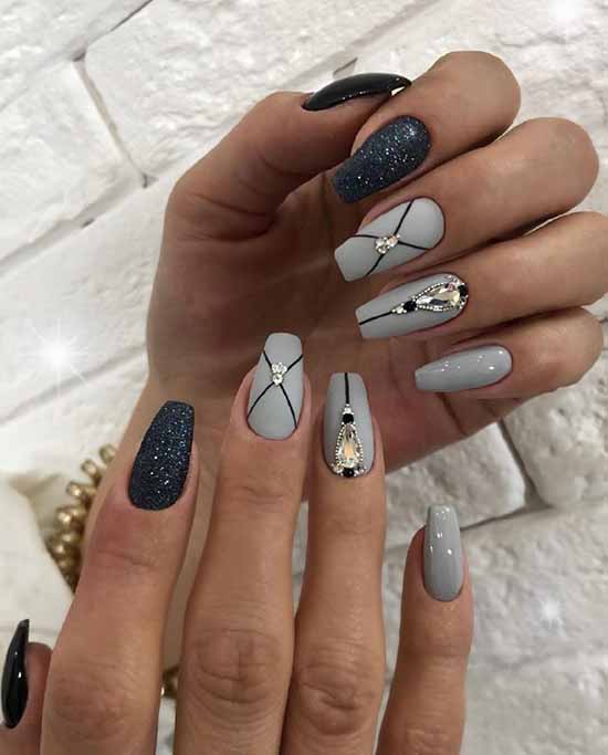 Black manicure for long nails: photo, new beautiful design