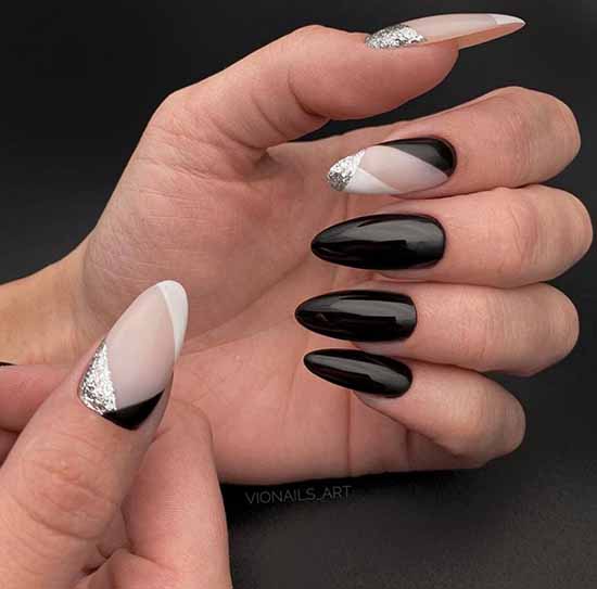 Manucure noire pour ongles longs: photo, nouveau beau design