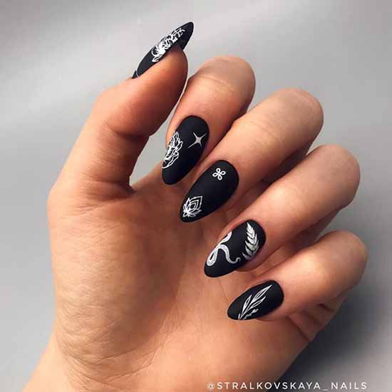 Black manicure for long nails: photo, new beautiful design