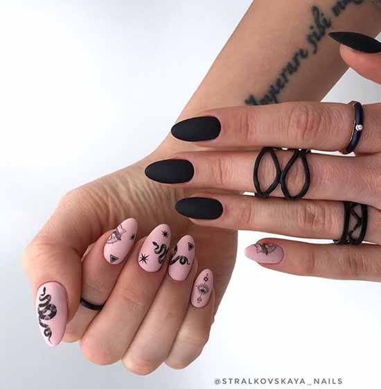 Manucure noire pour ongles longs: photo, nouveau beau design