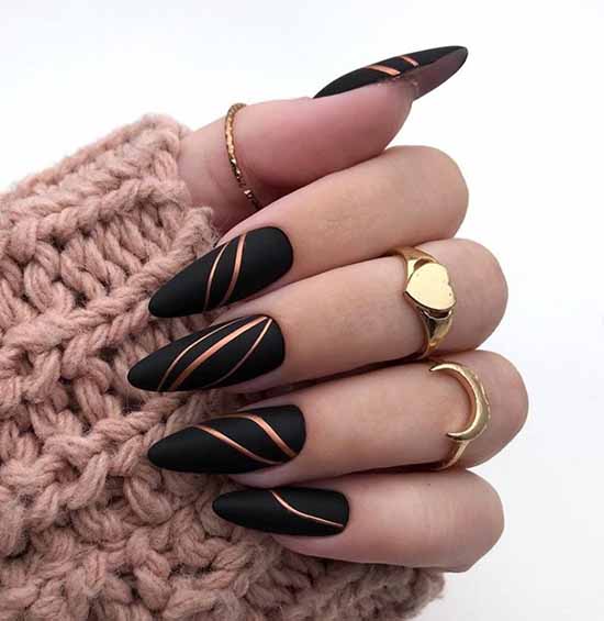 Black manicure for long nails: photo, new beautiful design