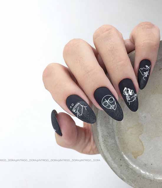 Black manicure for long nails: photo, new beautiful design