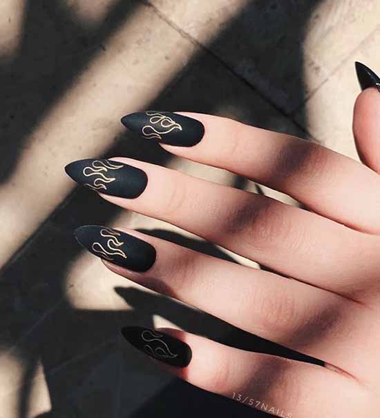 Black manicure for long nails: photo, new beautiful design