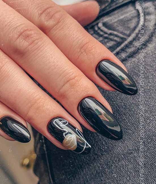 Black manicure for long nails: photo, new beautiful design