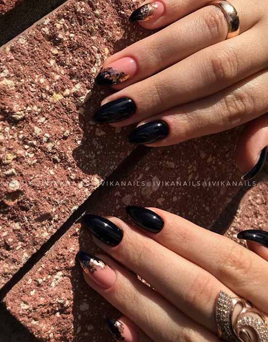 Black manicure for long nails: photo, new beautiful design