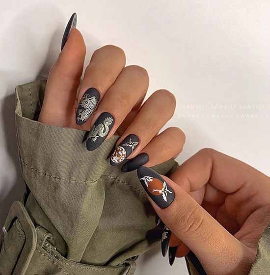 Black manicure for long nails: photo, new beautiful design