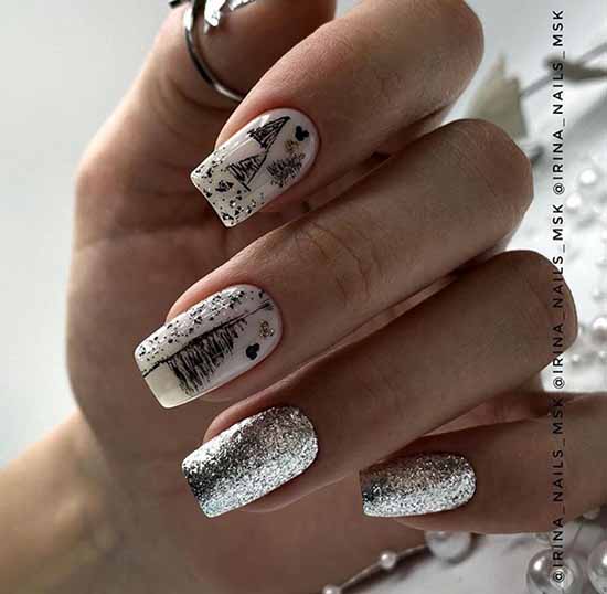 Glitter nail design: new manicure in the photo