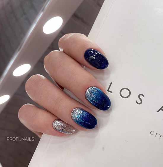 Blue glitter manicure