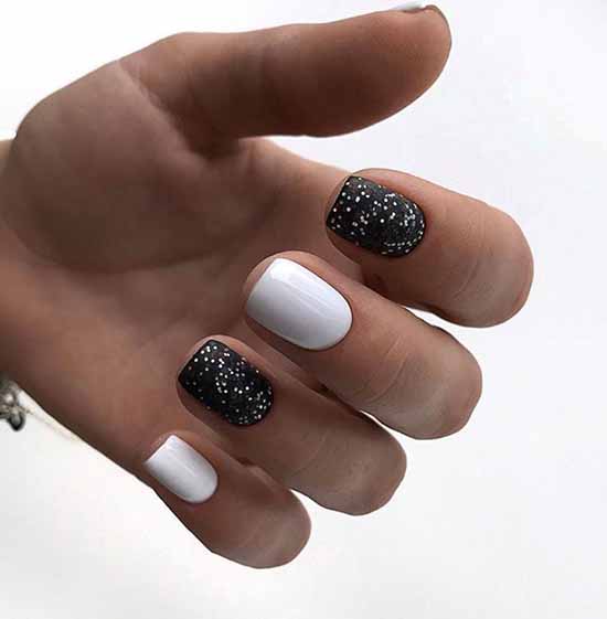 Glitter nail design: new manicure in the photo