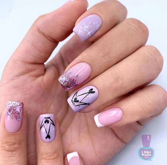 Glitter nail design: new manicure in the photo