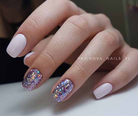 Glitter nail design: new manicure in the photo