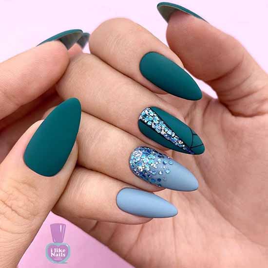 Green glitter nail designs