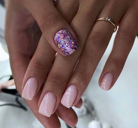 Glitter nail design: new manicure in the photo