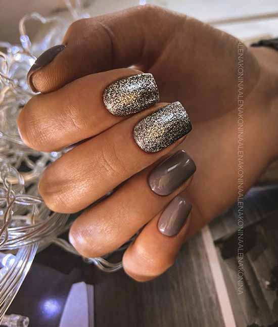 Glitter nail design: new manicure in the photo