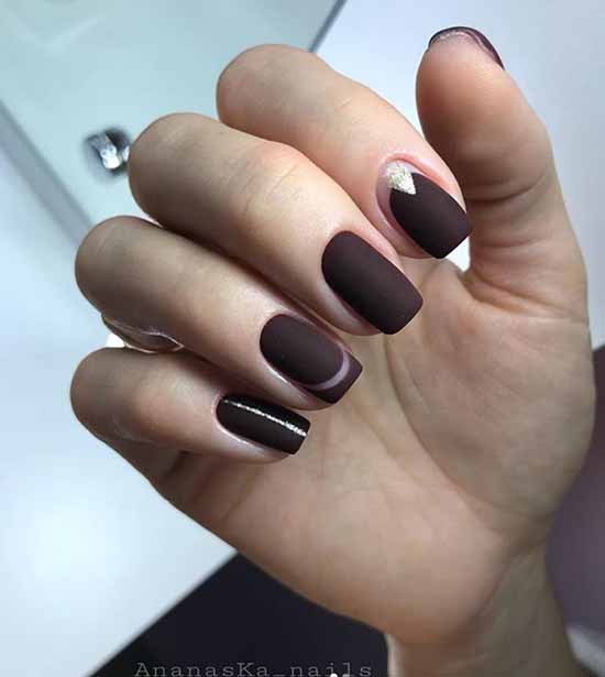 Brown glitter manicure