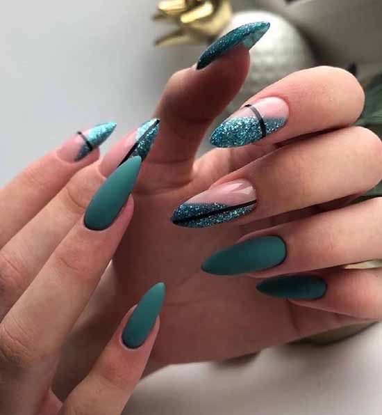 Glitter nail design: new manicure in the photo