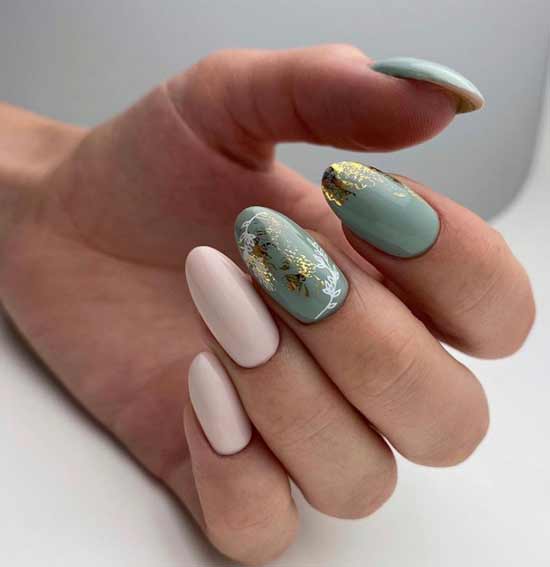 Beige and mint with foil