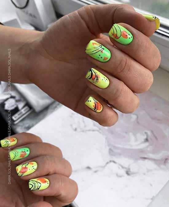 Spider web on nails bright design