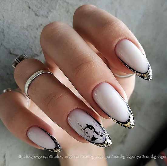 French manicure with a pattern: French novelties 2021