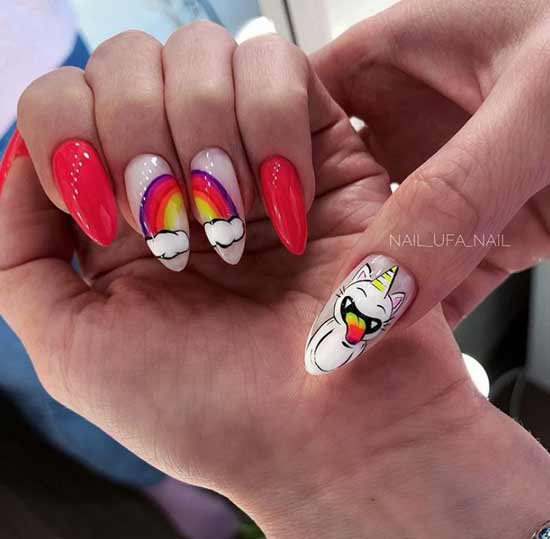 Nail design with clouds