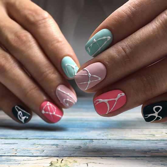 Matte nails spider web design