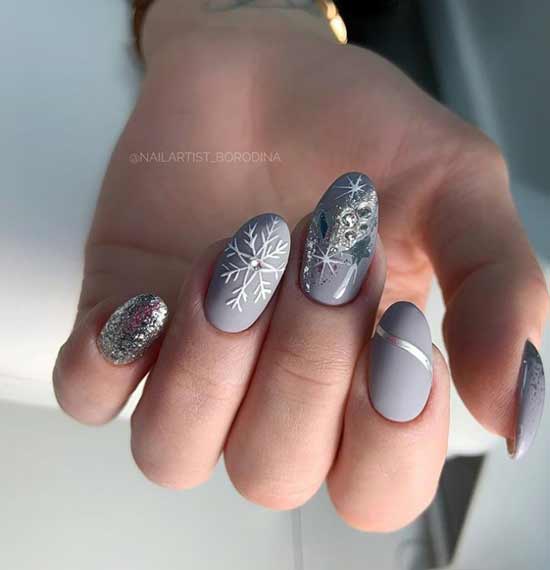 Gray New Year's manicure