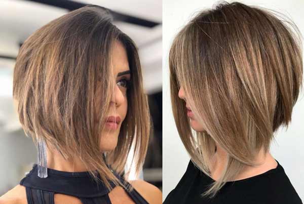 Asymmetrical shoulder-length bob