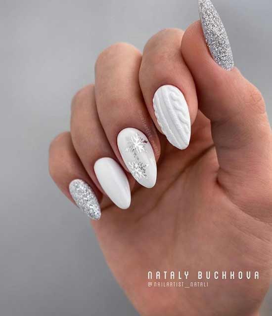 Conception d'ongles d'hiver blanc