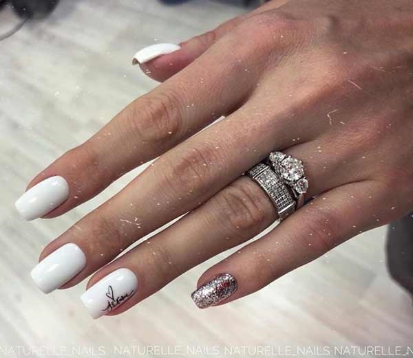 White nails design, photo