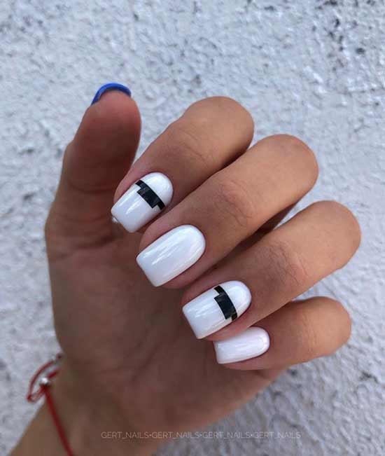 White with black stripes design