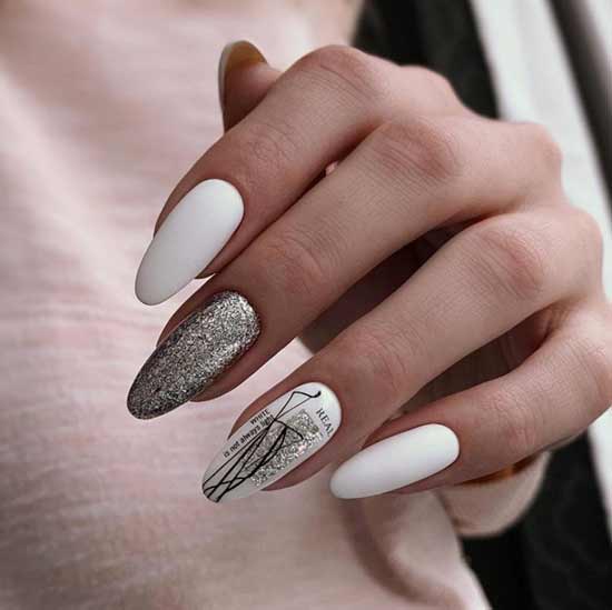 Conception d'ongles d'hiver blanc