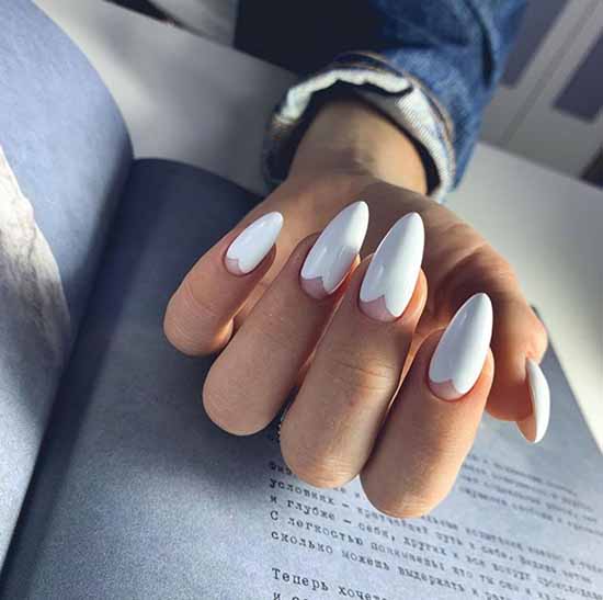 White nails with designs: new items, manicure ideas in the photo