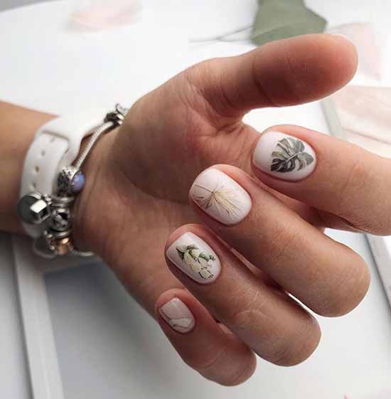 White nails with designs: new items, manicure ideas in the photo