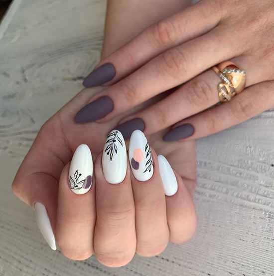 White nails with designs: new items, manicure ideas in the photo