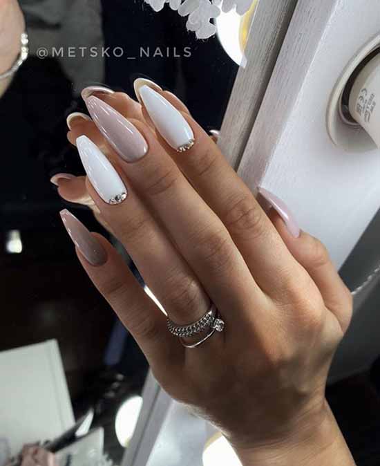 White nails with designs: new items, manicure ideas in the photo