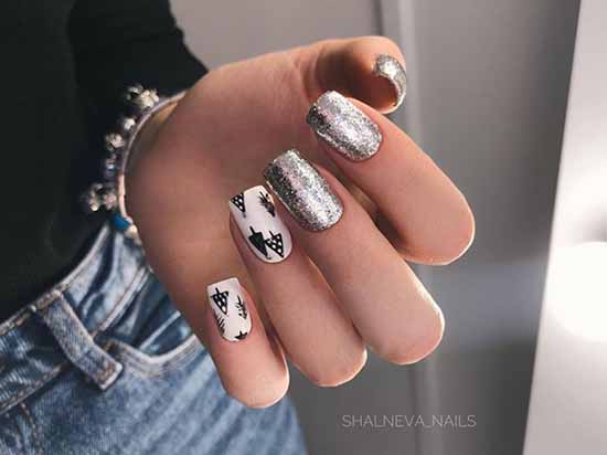 White nails with designs: new items, manicure ideas in the photo