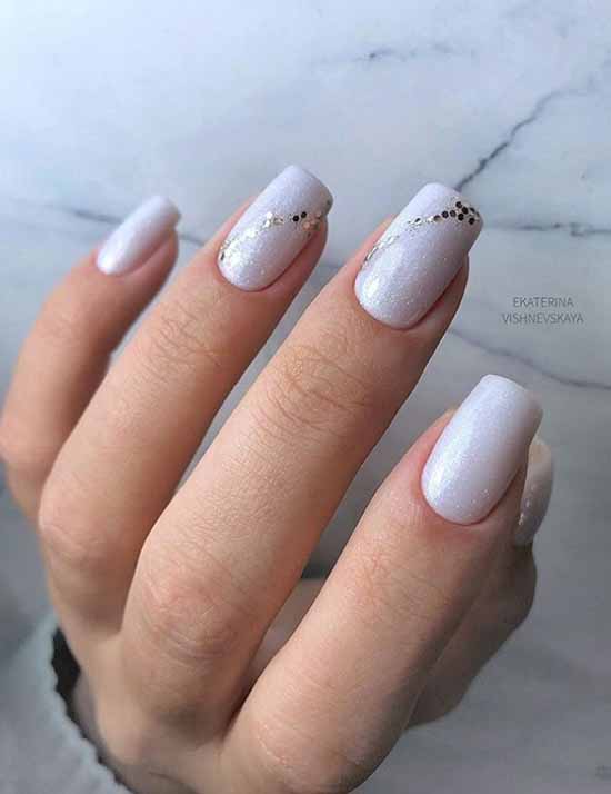 White nails with designs: new items, manicure ideas in the photo