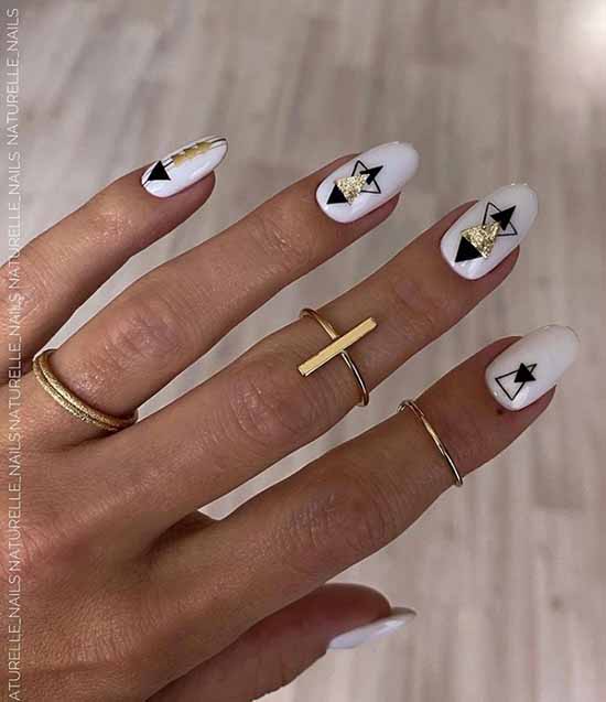 White nails with designs: new items, manicure ideas in the photo