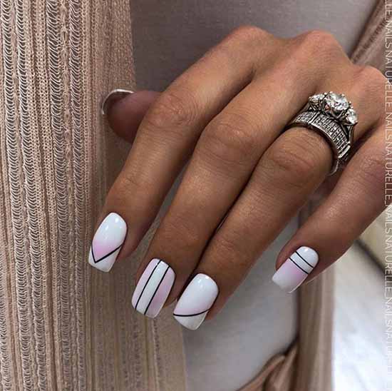 Ongles blancs avec des motifs: nouveaux articles, idées de manucure sur la photo