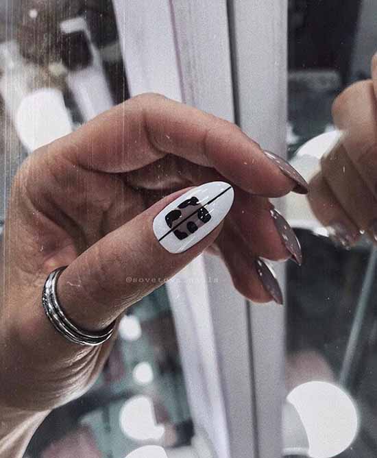 White nails with designs: new items, manicure ideas in the photo