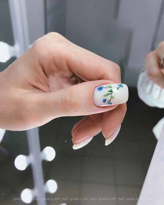 White nails with designs: new items, manicure ideas in the photo