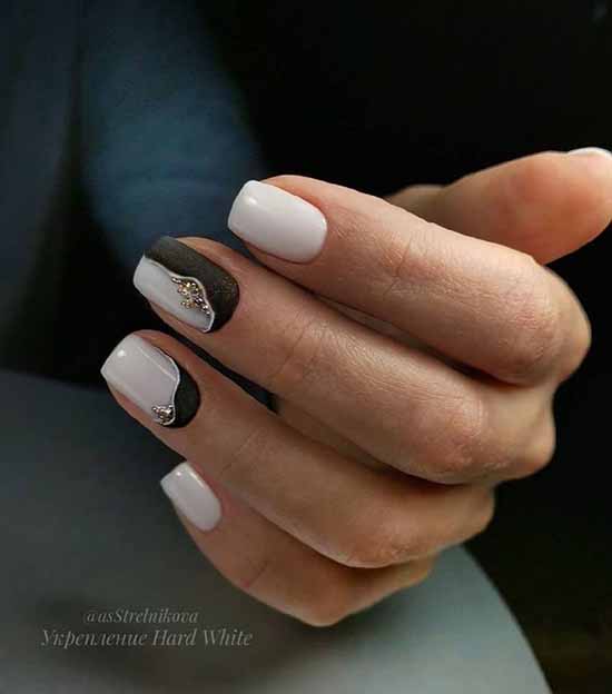 White nails with designs: new items, manicure ideas in the photo