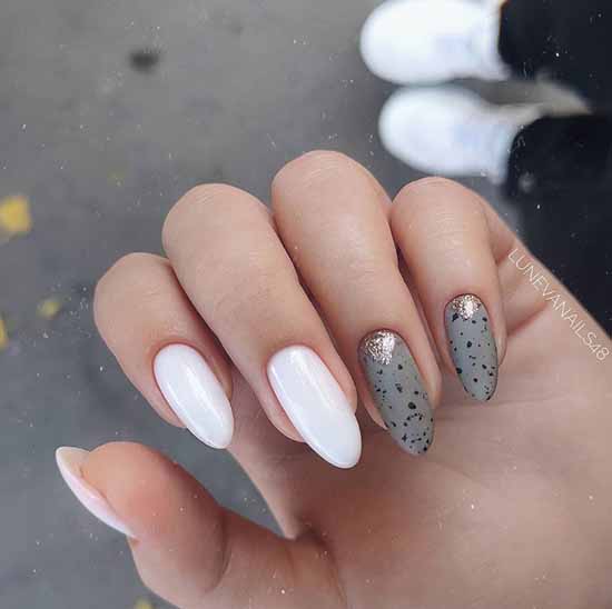 White nails with designs: new items, manicure ideas in the photo