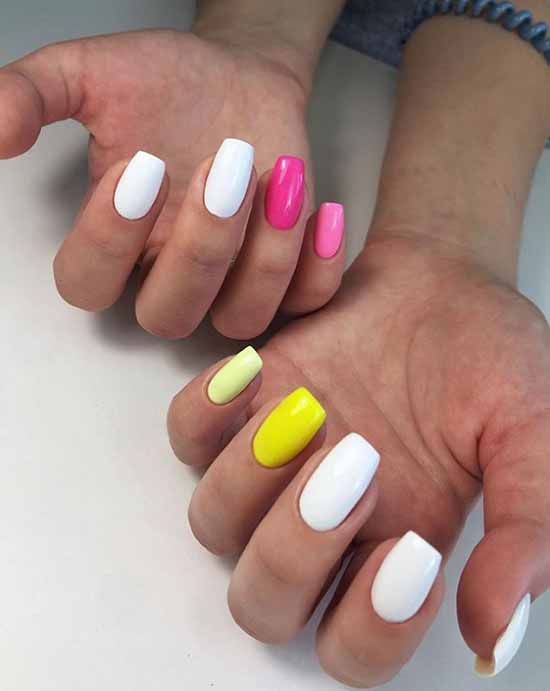 White nails with designs: new items, manicure ideas in the photo