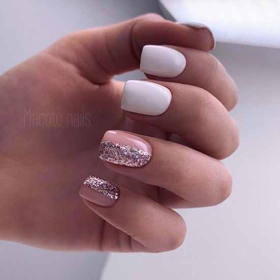 White nails with designs: new items, manicure ideas in the photo