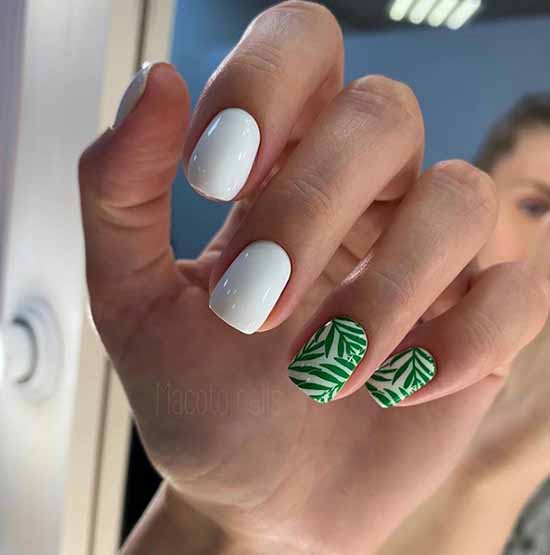 White nails with designs: new items, manicure ideas in the photo