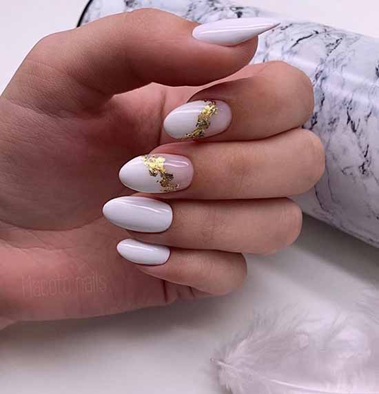 White nails with designs: new items, manicure ideas in the photo